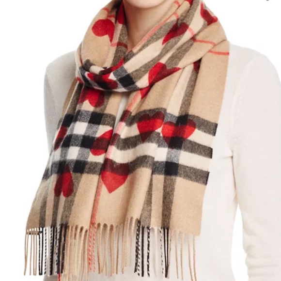 NIB BURBERRY CHECK SCARF 100% CASHMERE WITH GIFT BOX AND SHOPPING BAG - Picture 1 of 7